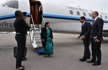 Honble Minister of External Affairs of India, Mrs. Sushma Swaraj, arrived Baku (Azerbaijan) for a bilateral visit and to attend the NAM Ministerial Meeting